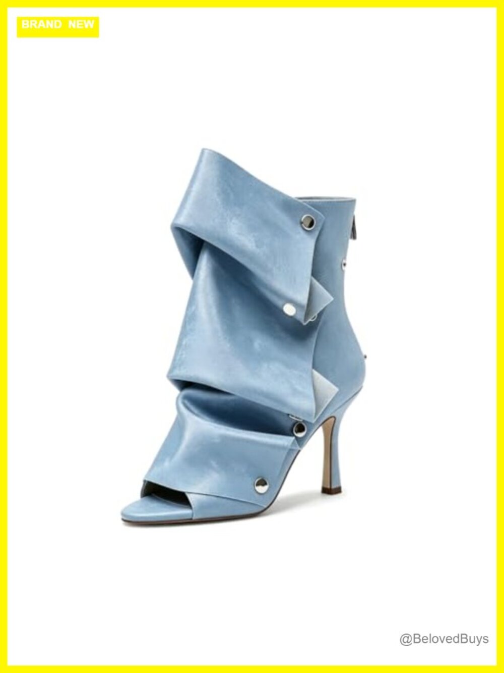 Slouchy Peep Toe Stiletto Heel Ankle Booties Faux Leather Foldover